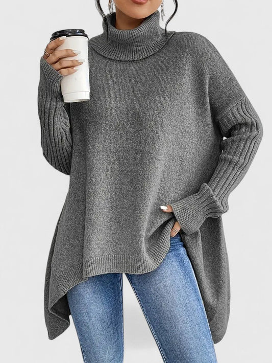 Pull à col roulé ample en tricot épais