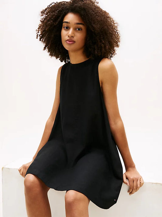 Slim Linen Blend Mini A-Line Dress