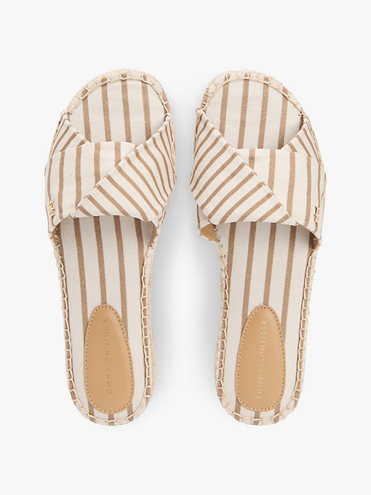 Canvas Monogram Stripe Espadrille Mules