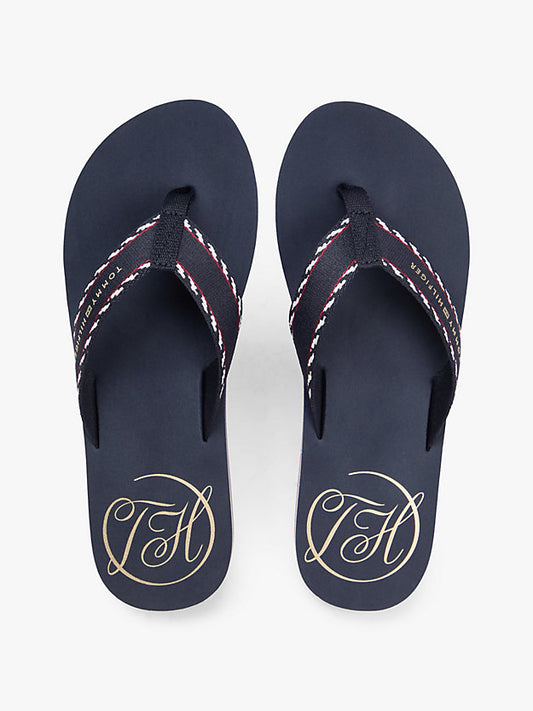 Jacquard Webbing Strap Wedge Flip-Flops