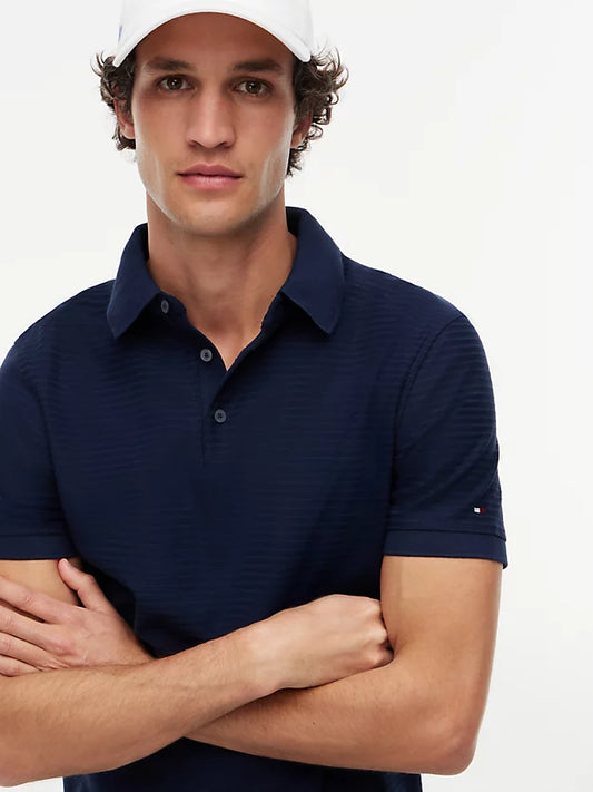 New York Label Regular Fit Textured Stripe Polo Shirt