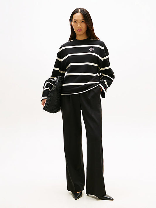 Logo Embroidery Terry Crew Neck Sweatshirt