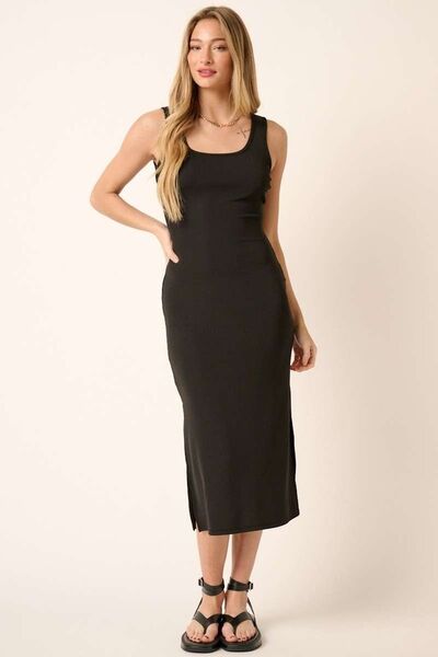 Mittoshop Midi-Tanktop-Kleid mit Seitenschlitz und breiten Trägern
