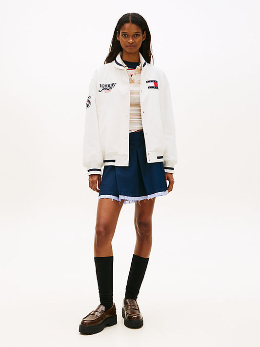 Canvas Back Logo Oversized Varsity Jacket