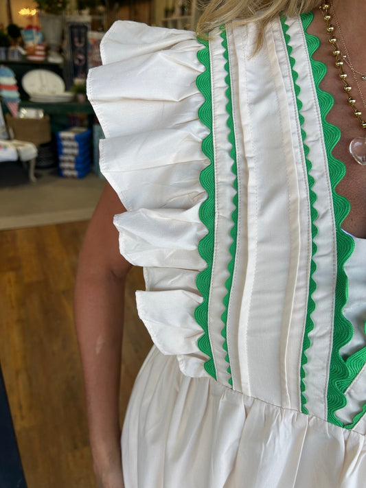 Damen Maxikleid mit V-Ausschnitt und Rüschenärmeln (2 kaufen, kostenloser Versand)