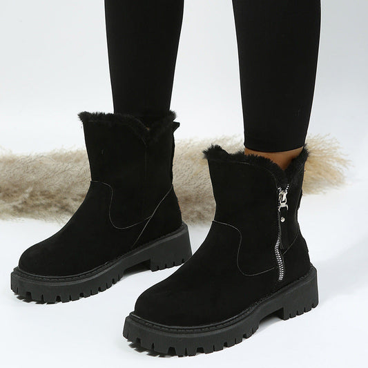 Gefütterte Damen-Martinsstiefel mit Reißverschluss