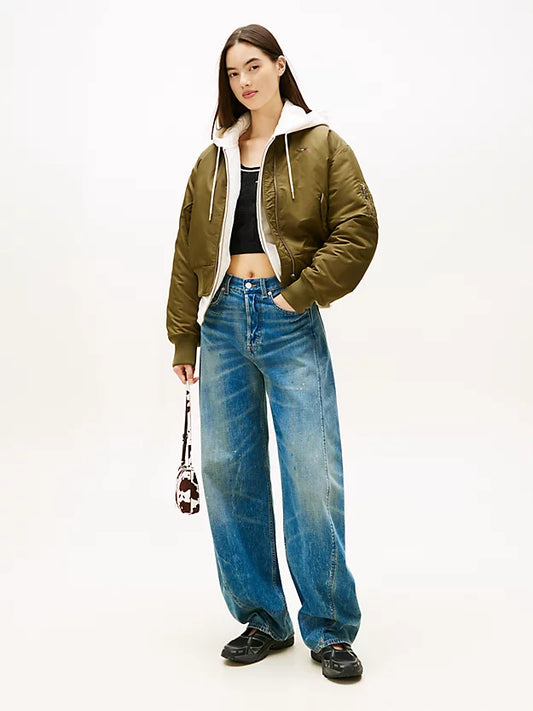 Sleeve Pocket Twill Bomber Jacket