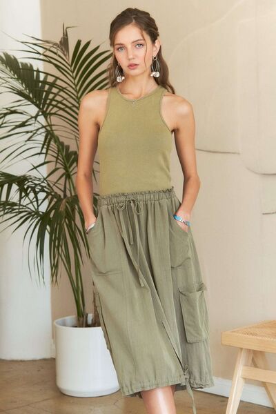ADORA Ärmelloses gewaschenes Kleid mit Kordelzug