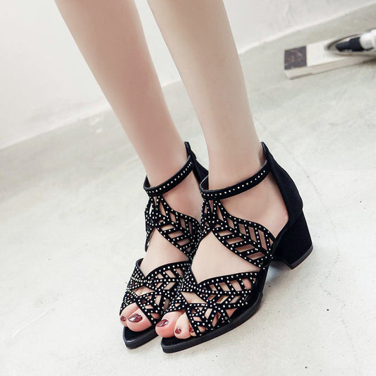 🔥2024 FLASH SALE 50% RABATT🔥Damen-Fashion-Sandalen mit klobigem Absatz und Cut-Outs