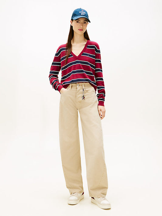 Flag Embroidery V-Neck Jumper