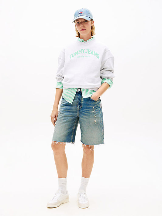 Contrast Logo Embroidery Boxy Sweatshirt
