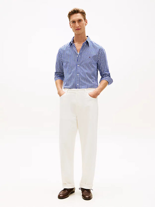 Flex Regular Fit Gingham Check Poplin Shirt
