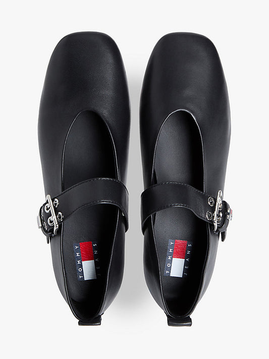Leather Buckle Ballerinas