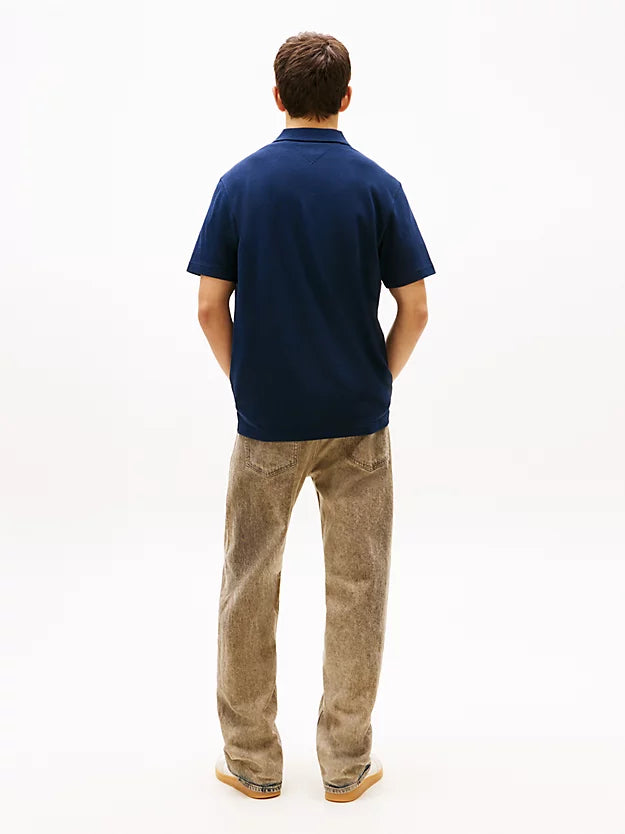 Badge Regular Fit Waffle Knit Polo Shirt
