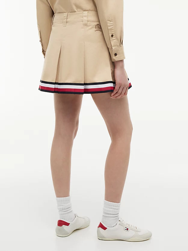 Global Stripe Tape Pleated Mini Skirt