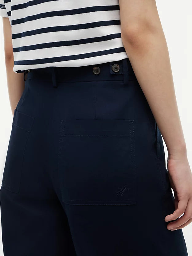 Logo Embroidery Wide Leg Chinos