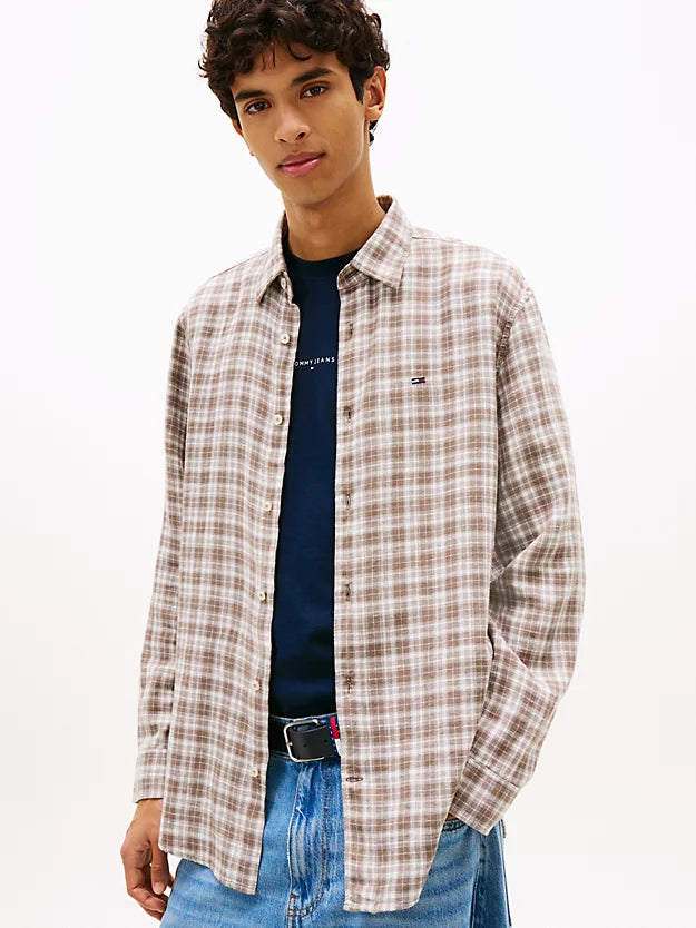 Relaxed Fit Check Linen Blend Shirt