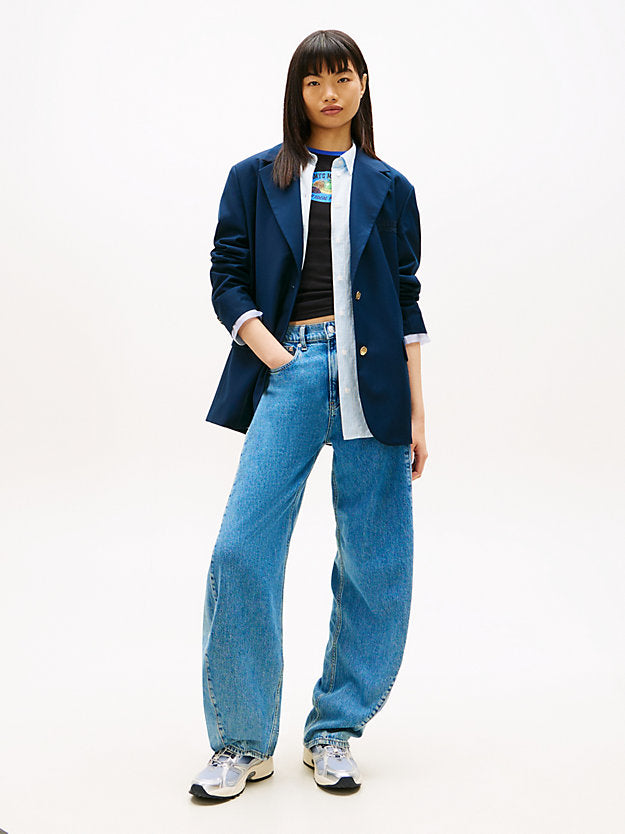 Mid Rise Twist Seam Barrel Leg Jeans