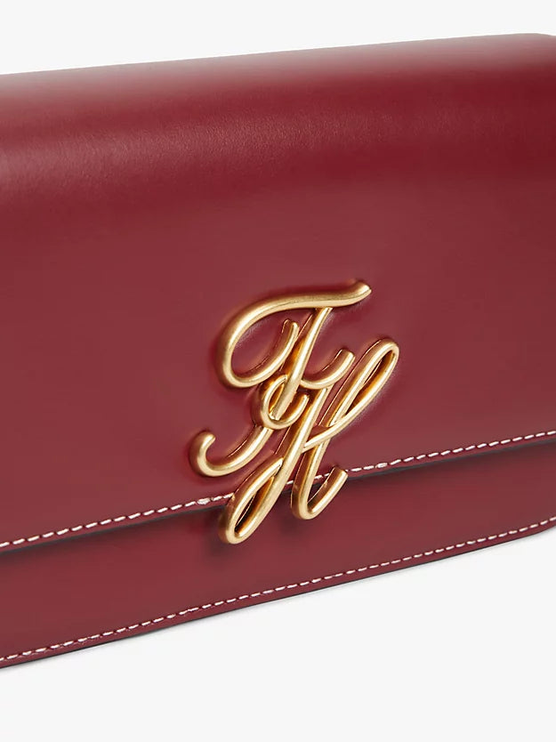 Leather Flap Logo Plaque Crossbody Bag
