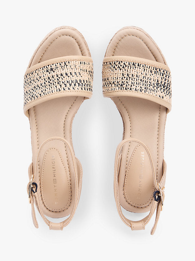 Raffia Strap High Wedge Espadrilles