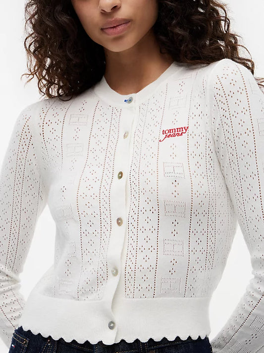 Slim Pointelle Flag Cardigan