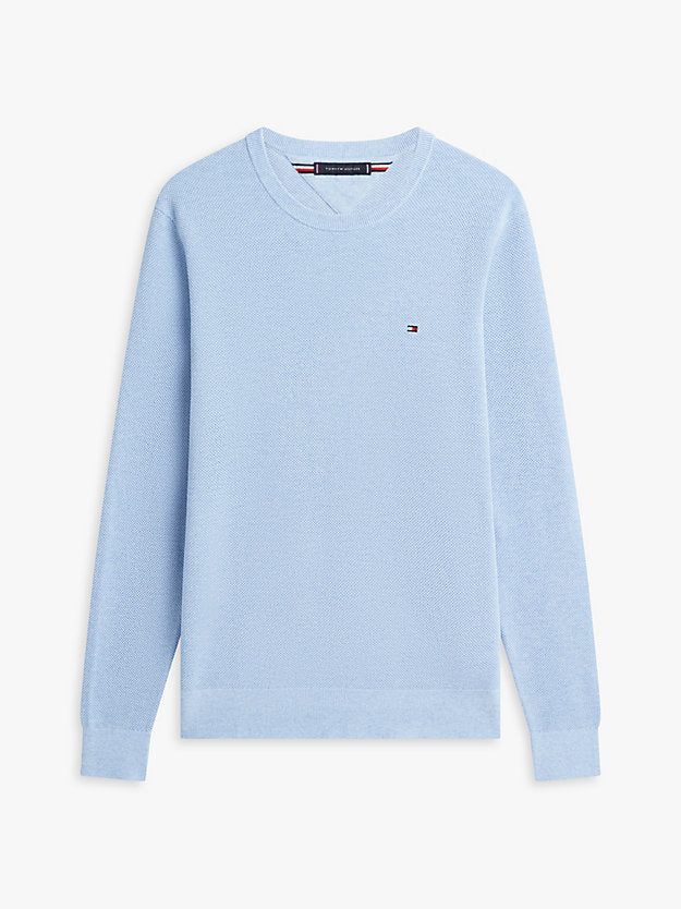 Flag Embroidery Textured Crew Neck Jumper