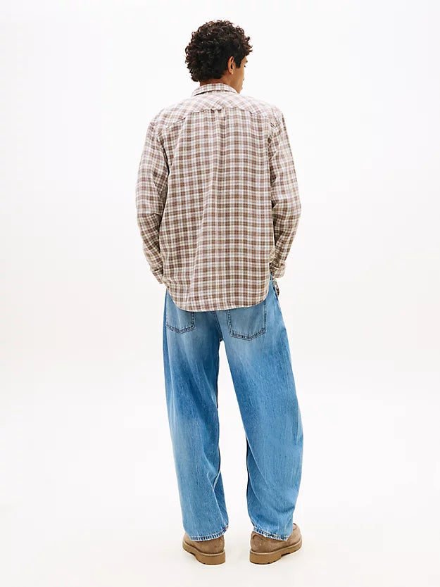 Relaxed Fit Check Linen Blend Shirt