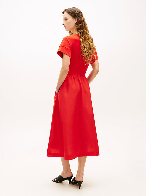 Contrast Fit And Flare Midi Dress