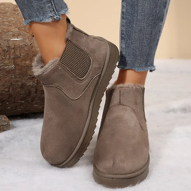 🔥 Heute bestellen & 49% RABATT erhalten - Bequeme, runde, flauschig gefütterte Slip-On Knöchel-Winterstiefel