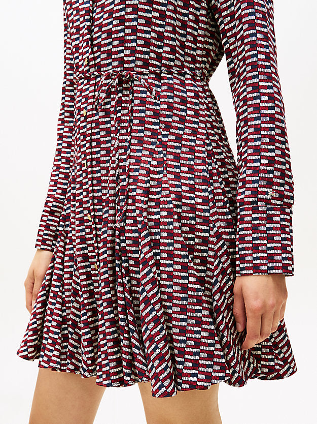 Self-Tie Belt Slim Mini Shirt Dress