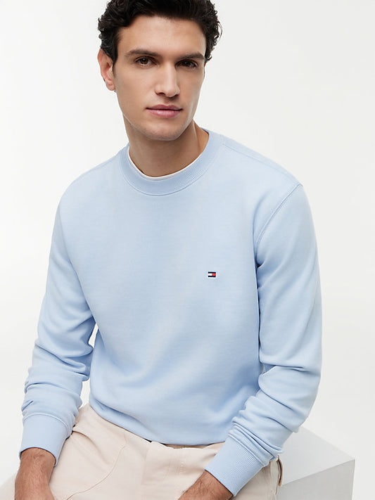 Flag Embroidery Terry Crew Neck Sweatshirt
