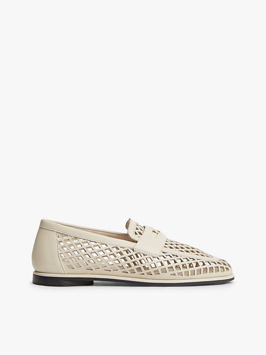 Cutout Leather Penny Loafers