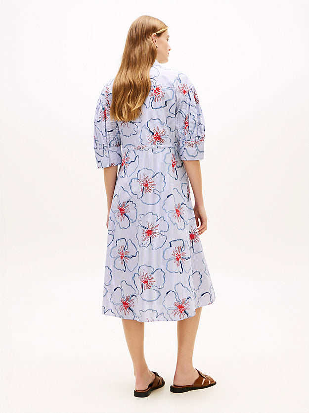 Half Sleeve Midi Shirt Dress