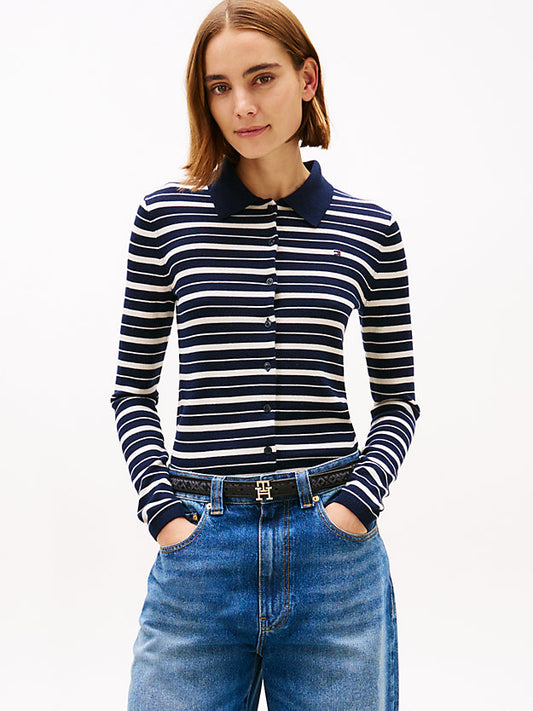 Polo Collar Slim Cardigan WiSilk