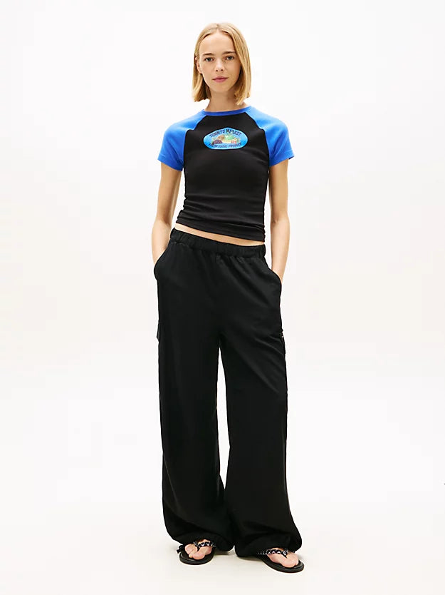 Linen Blend Wide Leg Cargo Trousers