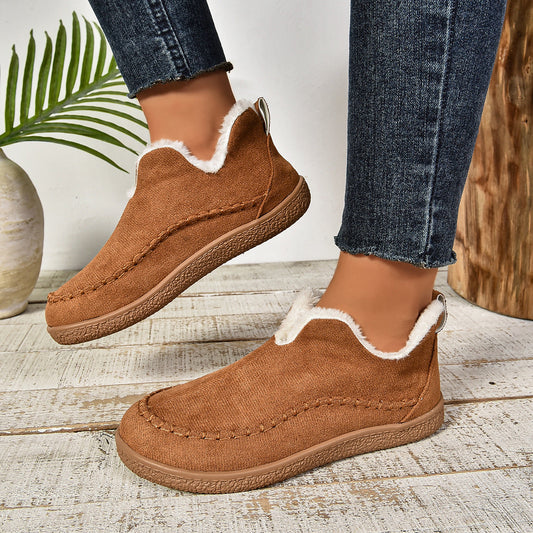 Warme, gefütterte Slip-On Stiefeletten mit rutschfester dicker Sohle