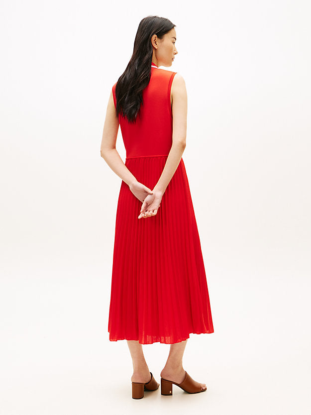 1985 Pleated Sleeveless Midi Polo Dress