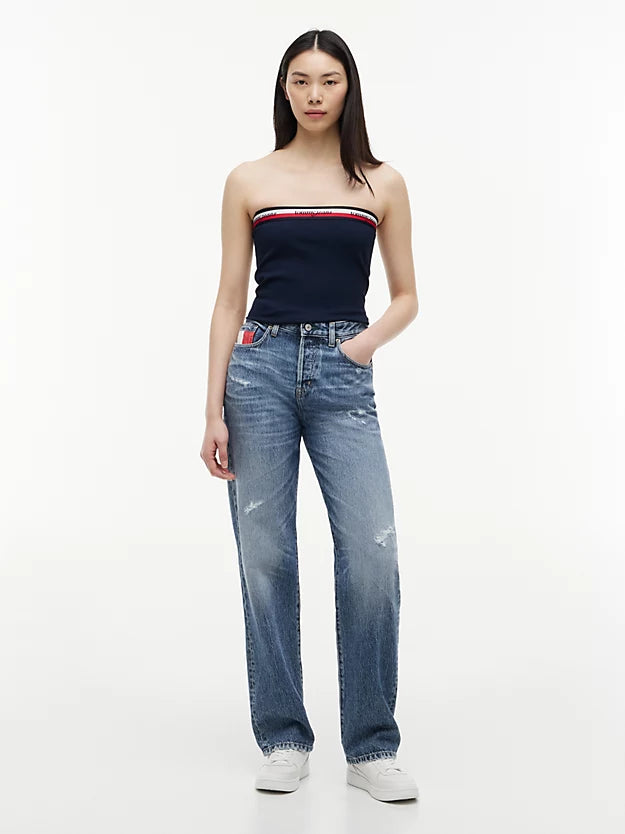 Vintage Mid Rise Slim Straight Jeans