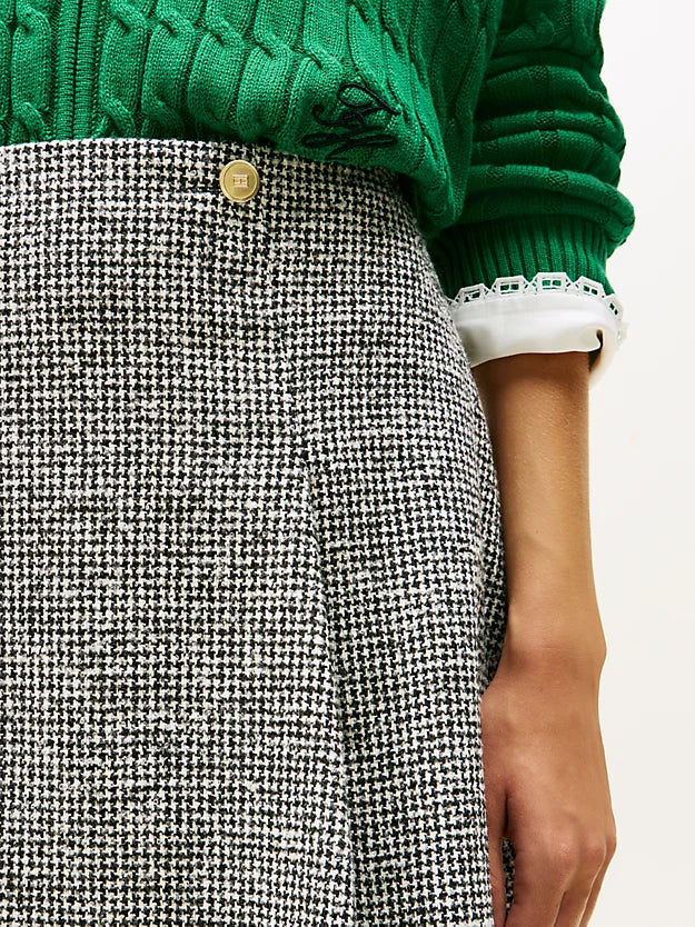 Festive Relaxed HoundstooWool Blend Mini Skirt