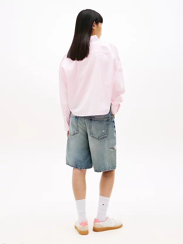 Relaxed Fit Cropped Poplin Shirt