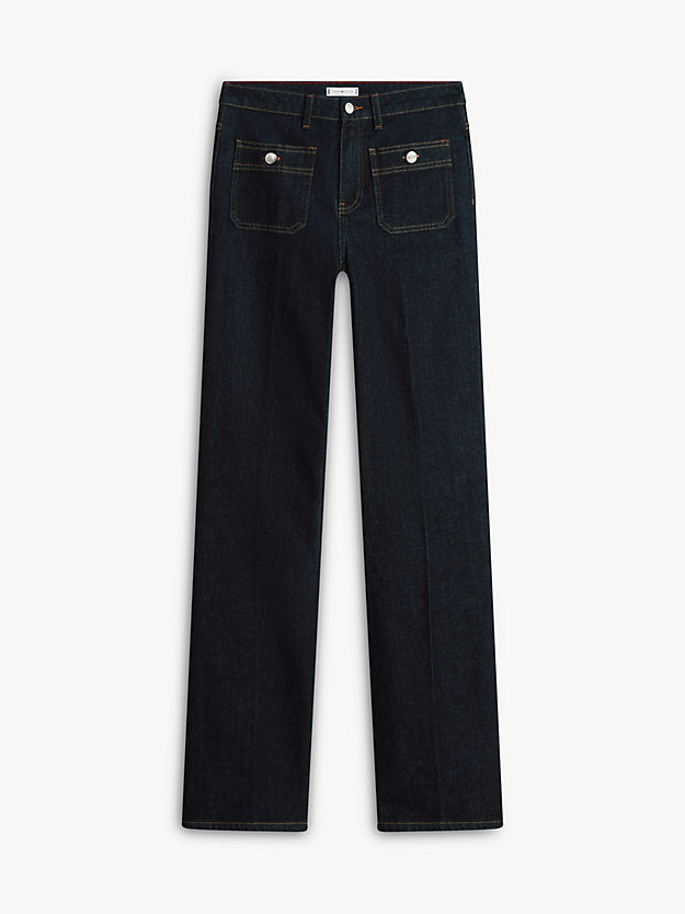 Patch Pocket Mid Rise Bootcut Jeans