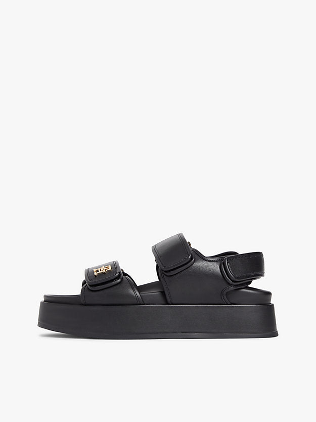 Leather Monogram Platform Sandals