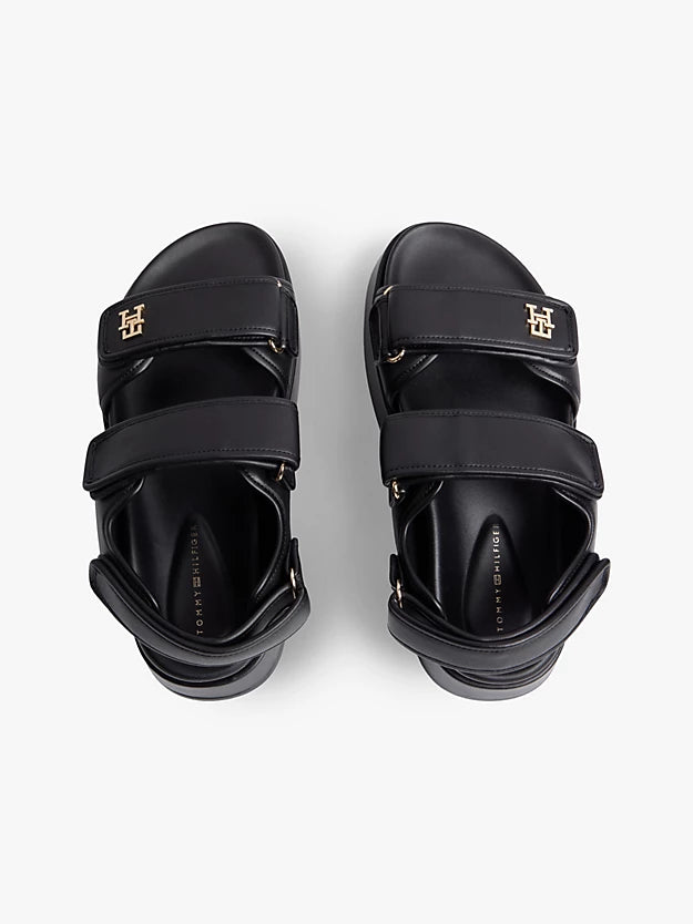 Leather Monogram Platform Sandals
