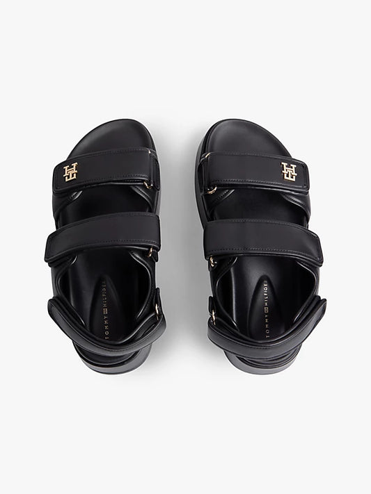 Leather Monogram Platform Sandals