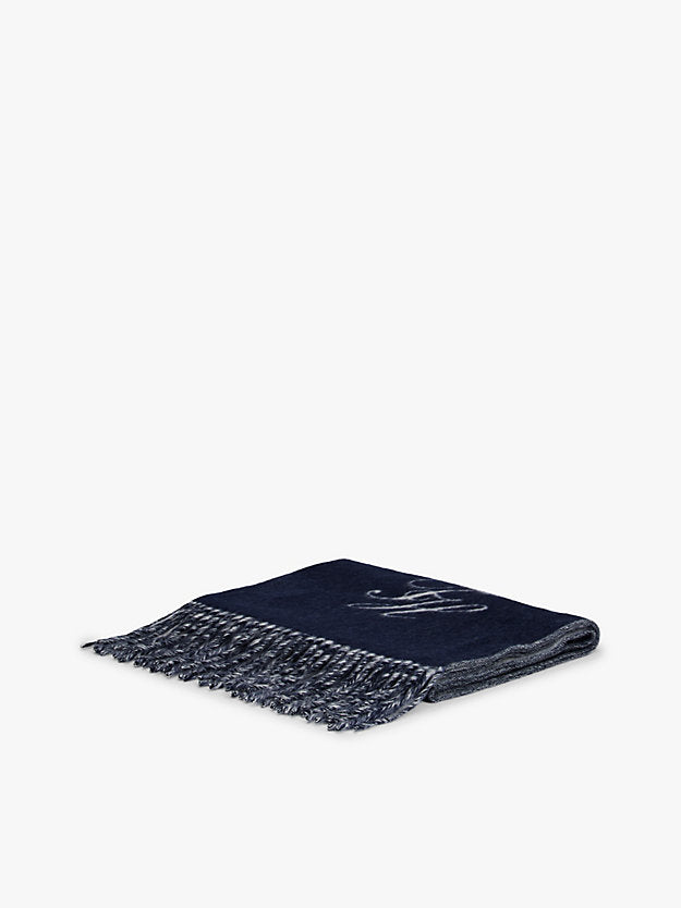 Pure Wool Logo Fringe Scarf