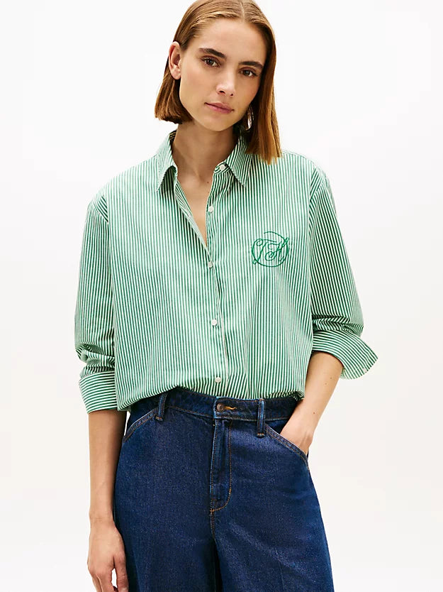 Oversized Fit Logo Embroidery Shirt