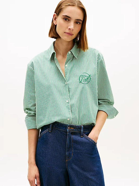 Oversized Fit Logo Embroidery Shirt