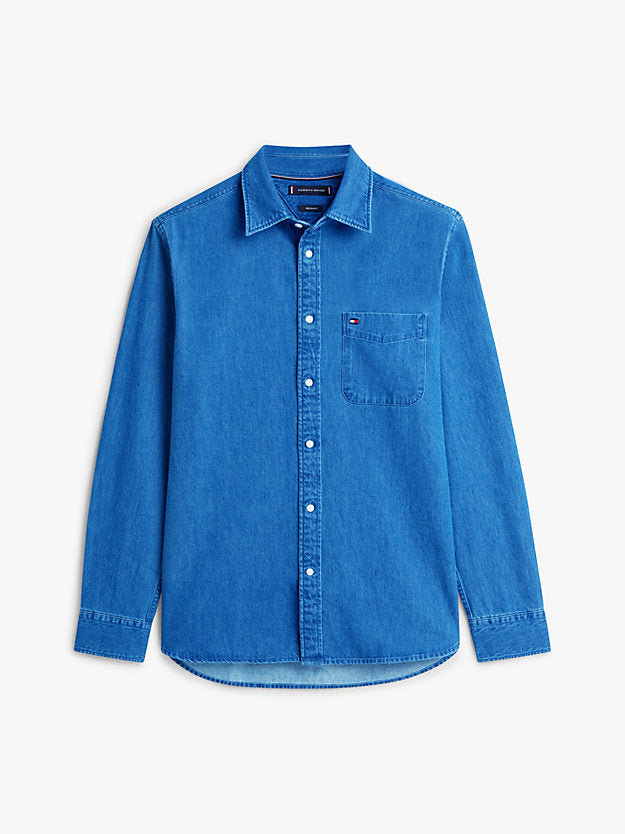 Regular Fit Flag Embroidery Denim Shirt
