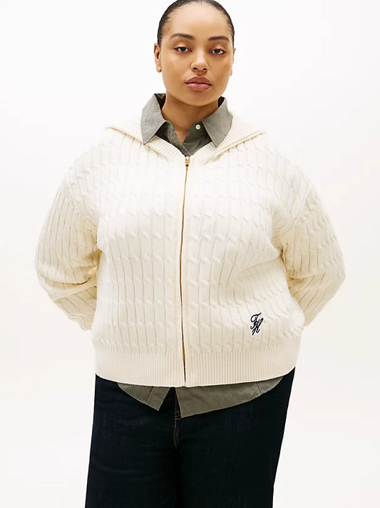 Curve Cable Knit Zip-Thru Hoody