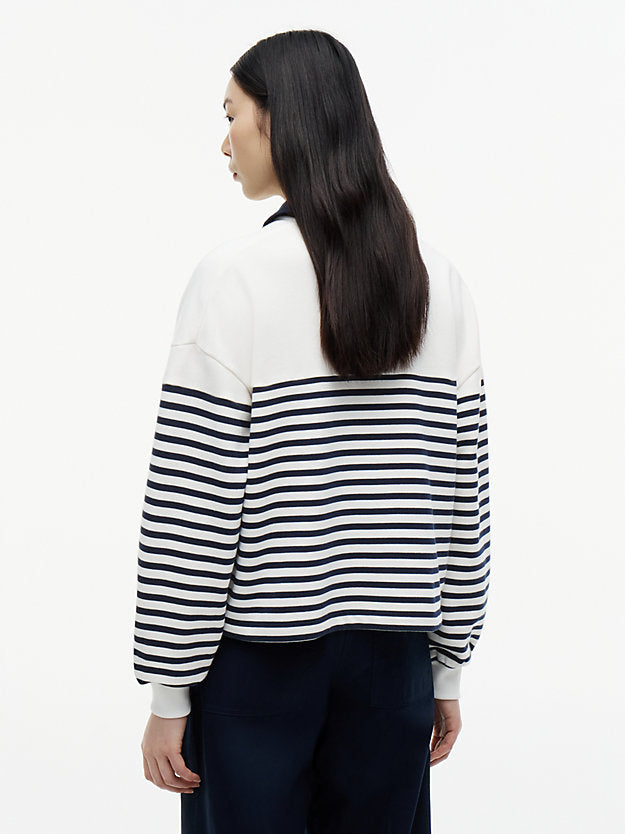 Gold-Tone Button Relaxed Polo Sweatshirt